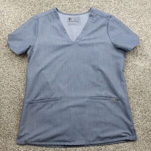 FIGS Top Womens Medium Blue Technical Collection‎ Scrub V Neck Short Sleeve